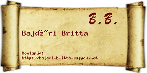 Bajári Britta névjegykártya